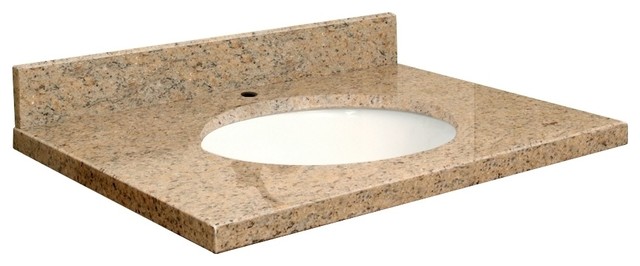 Granite 25 X19 Vanity Top Single Faucet Hole White Bowl Vanity Tops And Side Splashes By Transolid