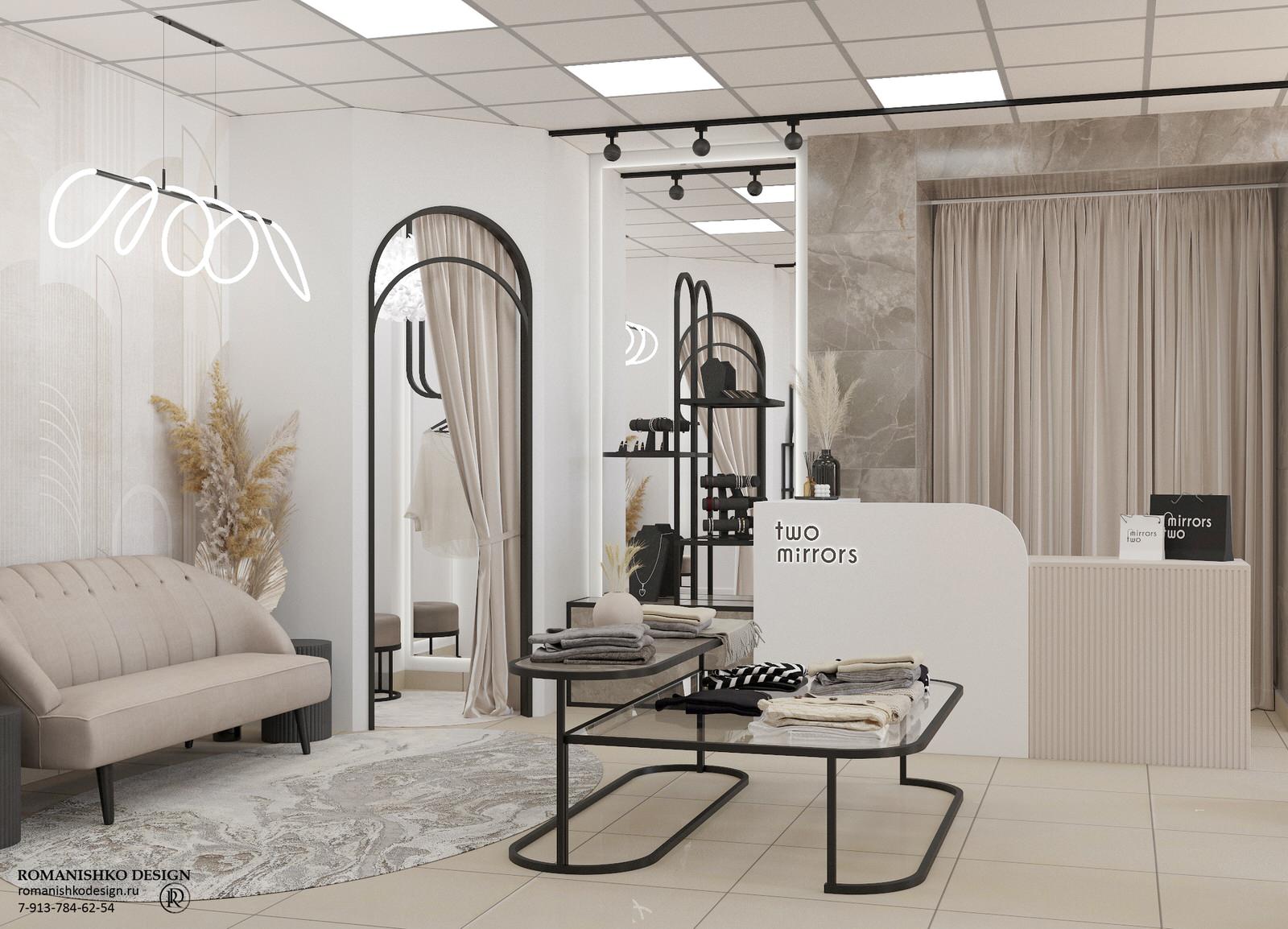 Дизайн выставочного зала шоурума женской одежды