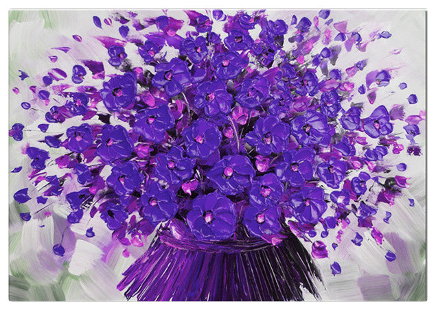 Oil Painting Modern Art on Canvas Contemporary Purple Flower bouquet