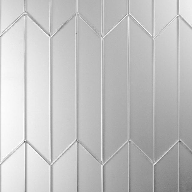 MATTE Straight Edge 4 in. x 12 in. Glass Mirror Parallelogram Tile