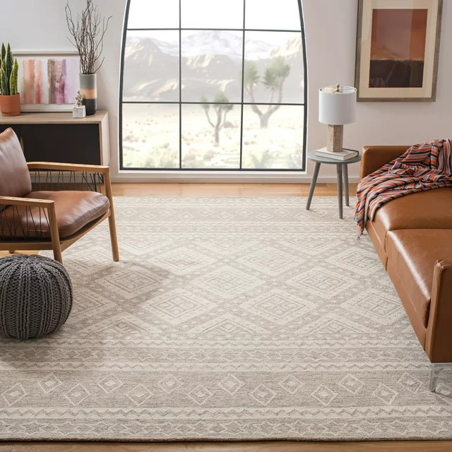 Aztec Inspired Geometric Wool Area Rug, Unique Pattern Design, 5' X 8 ...