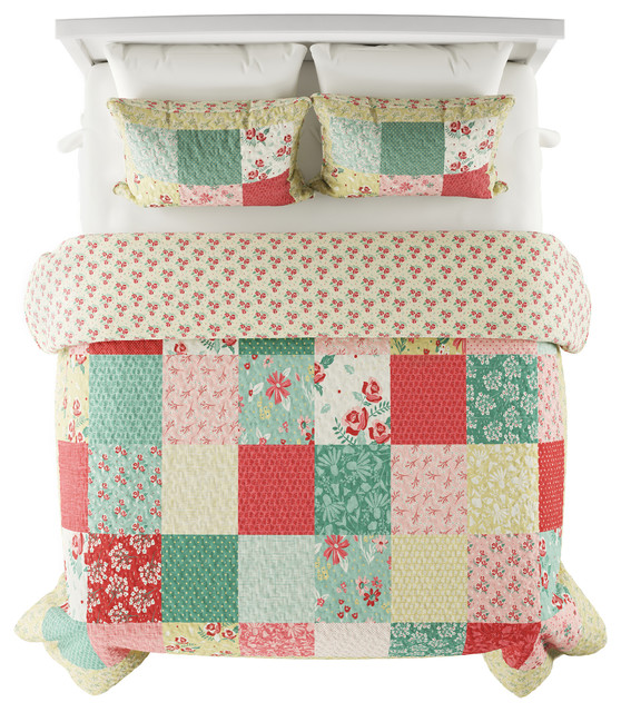 Sweet Dreams Patchwork Fl Bed Set, Quilt Bed Sets Twin Xl