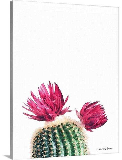 "Flowered Cactus" Wrapped Canvas Art Print, 12"x16"x1.5"