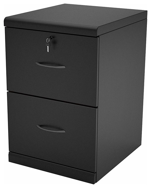 Vertical File Cabinet Laminated Composite Wood 2 Drawer Black