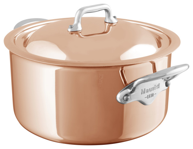 Mauviel M’6S Copper Stewpan, Lid & Cast Stainless Steel Handle, 6.2-qt