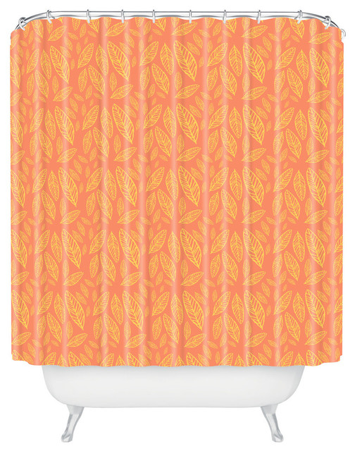 Allyson Johnson Fall Leaves Pattern Shower Curtain Contemporary