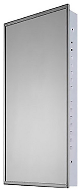 Medicine Cabinet, 18"x42", Bright Annealed Stainless Steel Frame, Flush Mounted
