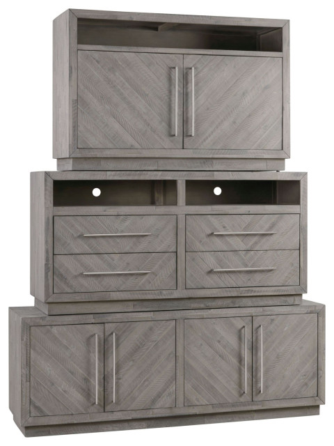 Modus Alexandra Solid Wood 64 Media Console In Rustic Latte Farmhouse Entertainment Centers