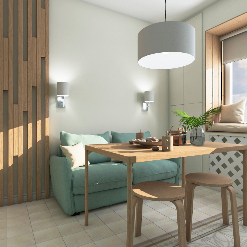 Дизайн современной однокомнатной квартиры в морских оттенках