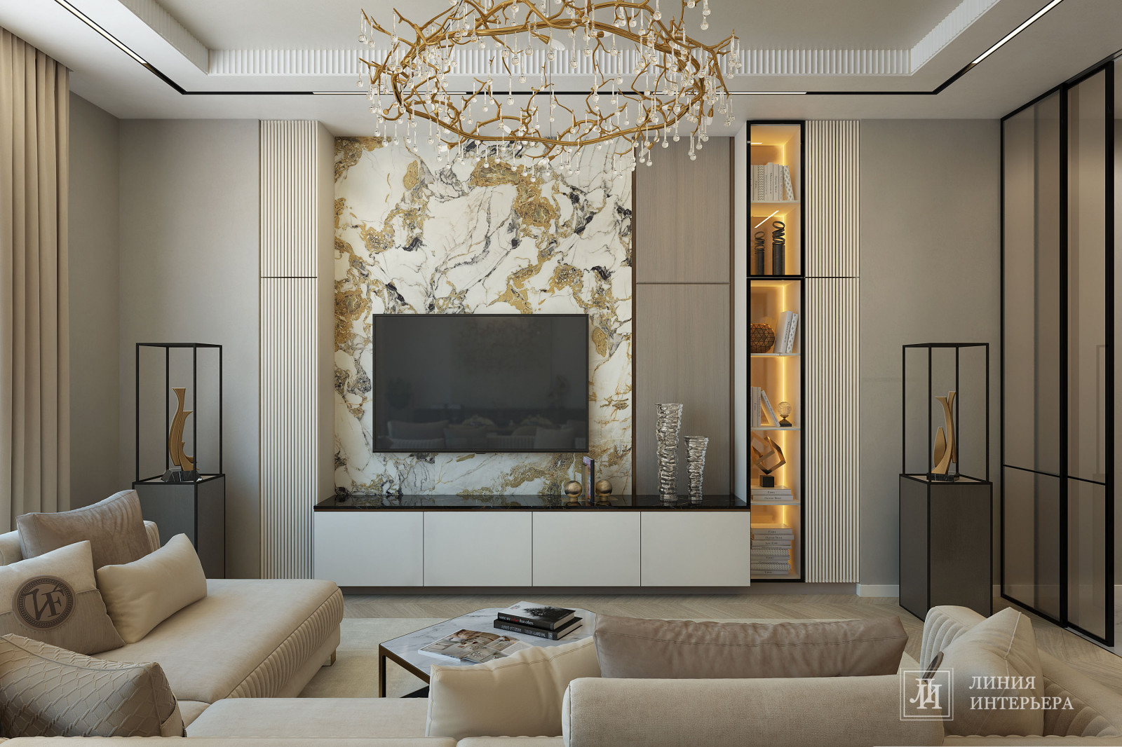 Стильная гостиная дизайн интерьера