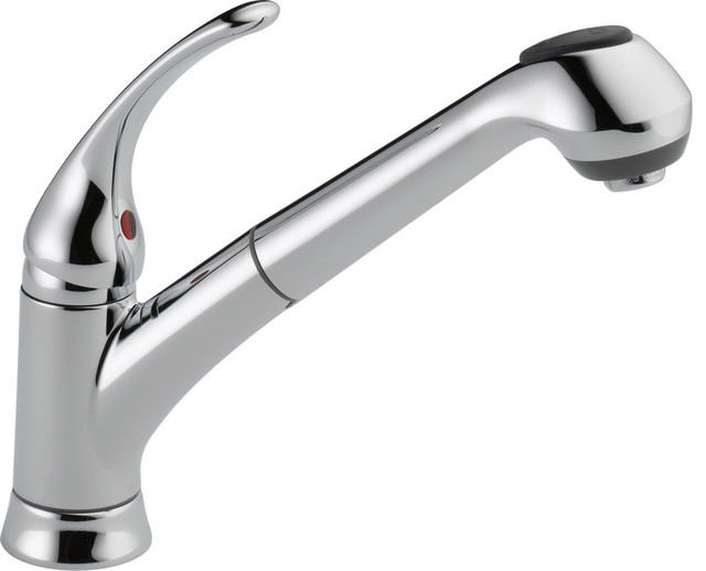 Delta Foundations Single Handle Pull-Out Kitchen Faucet, Chrome, B4310LF