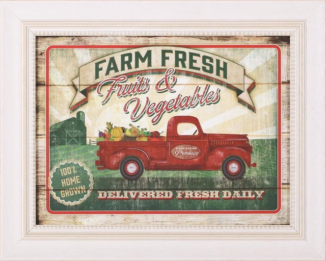 "Farm Fresh" Framed Art, 20"x16" Farmhouse Prints And Posters by Beyond Stores