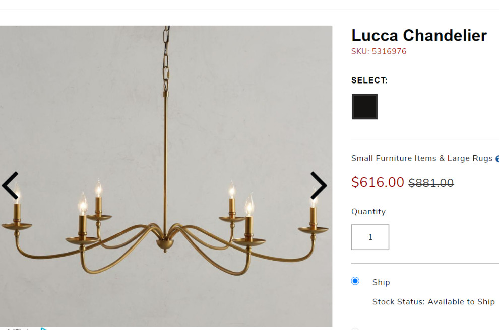 I'm looking for a smaller version of Lucca chandelier at Pottery Barn