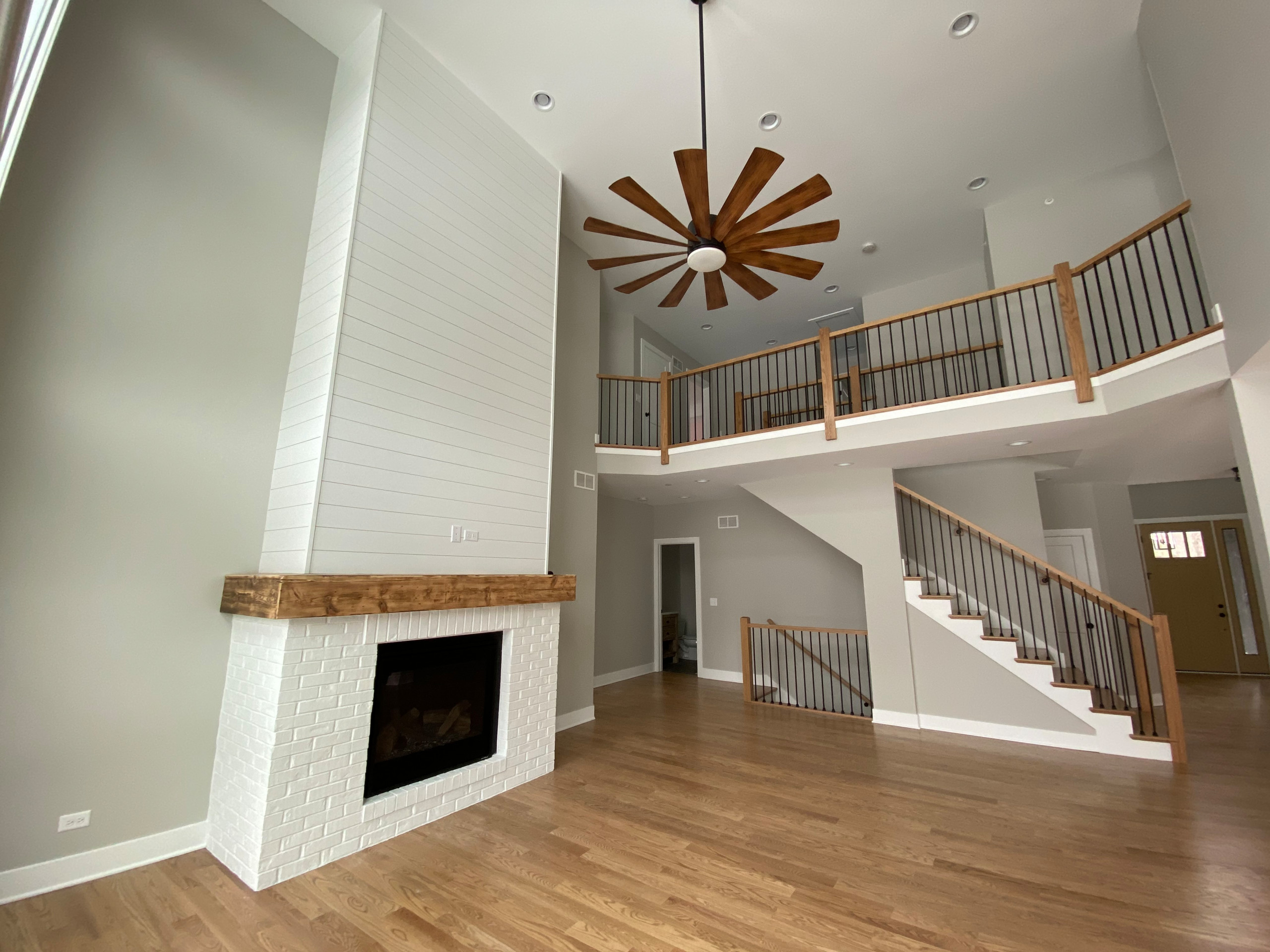 Shiplap Fireplace Wall Vaulted Ceiling Shelly Lighting