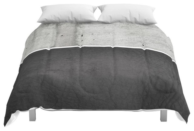 Society6 Raw Concrete And Black Leather Comforter Contemporary