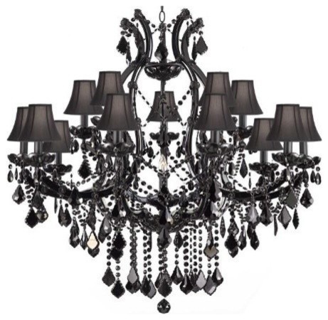 Jet Black Chandelier Crystal With Shades Jet Black Chandelier Crystal With Shades