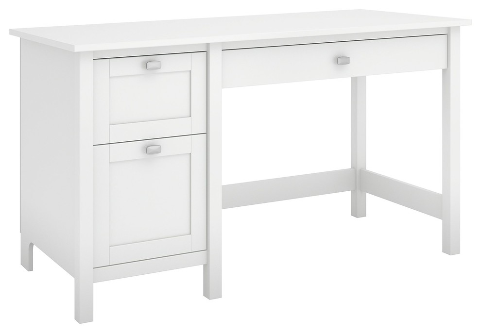 Broadview Computer Desk With 2 Drawer Pedestal, Pure White
