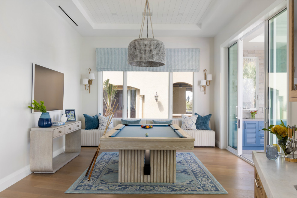 Beach style family room photo in Tampa