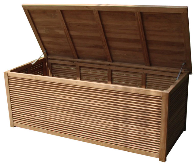 Teak Storage Pool Box Contemporary, Small Teak Outdoor Storage Box