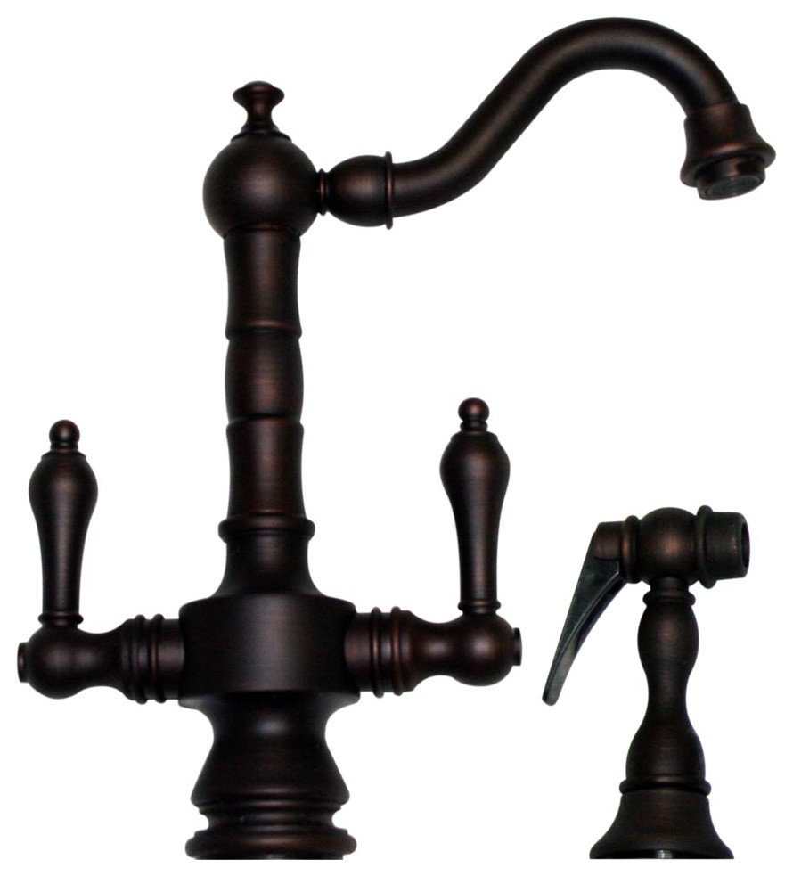 Vintage III Dual Handle Faucet Short Traditional Swivel Spout, Side