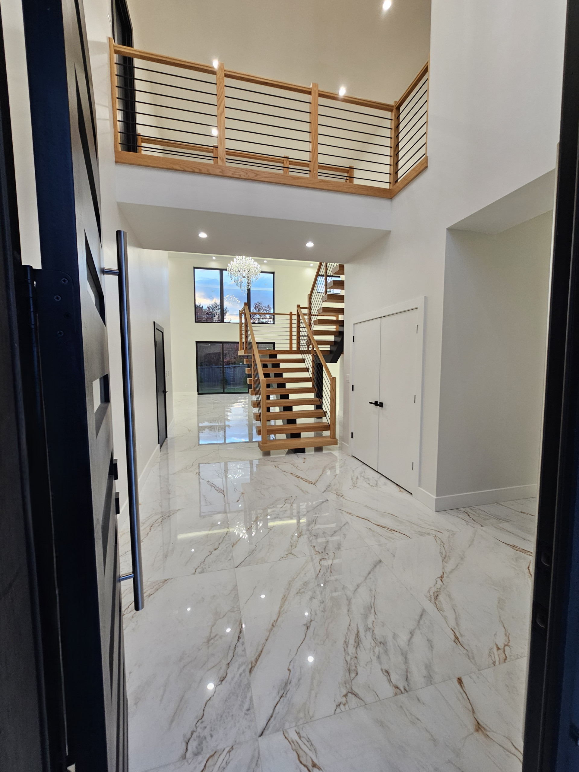 143_Modern Floating Red Oak and Metal Staircase, Sterling, VA