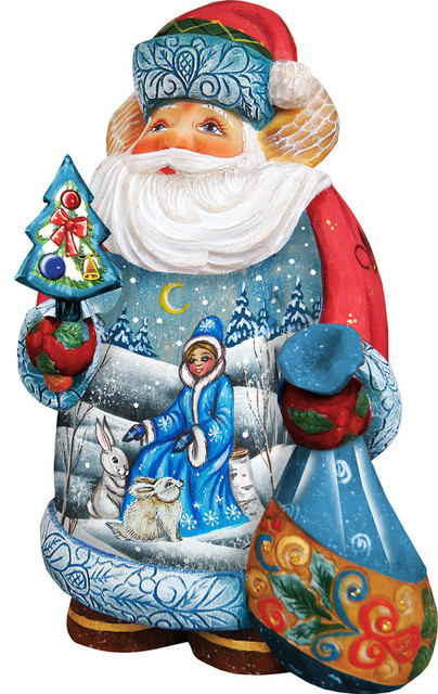 Hand Painted Snow Maiden Scene Santa Figurine Traditional Holiday Accents And Figurines By G Debrekht