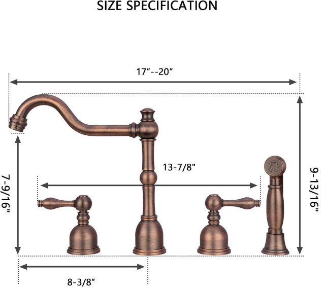 Classic Kitchen Faucet, Widespread Design With Side Sprayer - Traditional - Kitchen Faucets - by ...