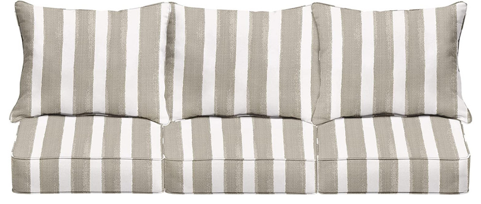 Outdoor Sofa Cushion, 3 Back Cushions and 3 Seat Cushions With Striped Pattern