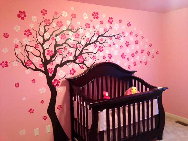 cherry blossom tree, wall decal, yellow/sunflower yellow - modern