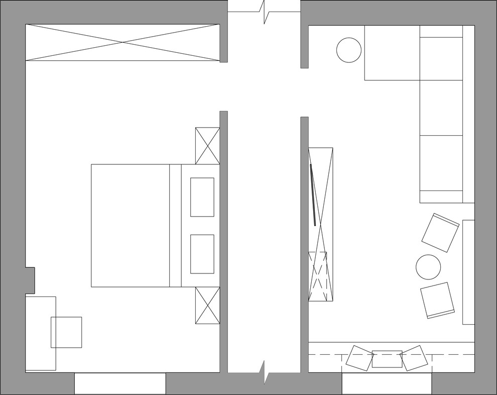 Гостинная и спальня в современном стиле