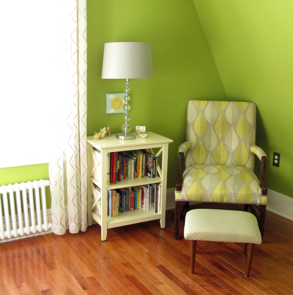 This is an example of a small transitional nursery in Boston.