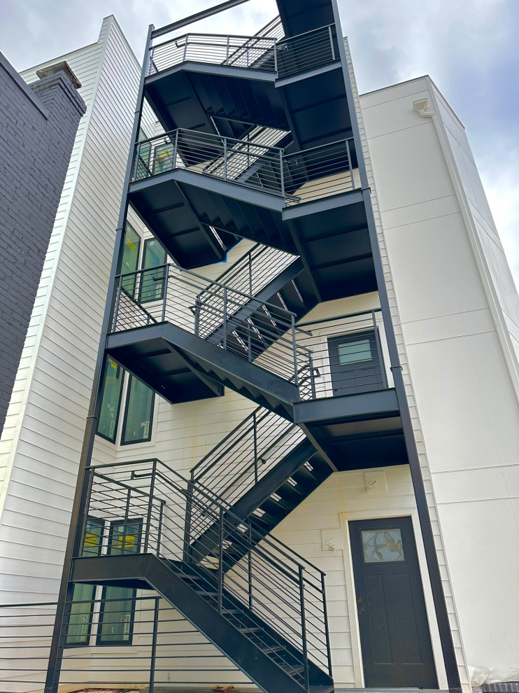 Metal Staircase with meal railings