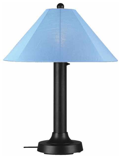 Catalina Outdoor Table Lamp With Sky Blue Shade