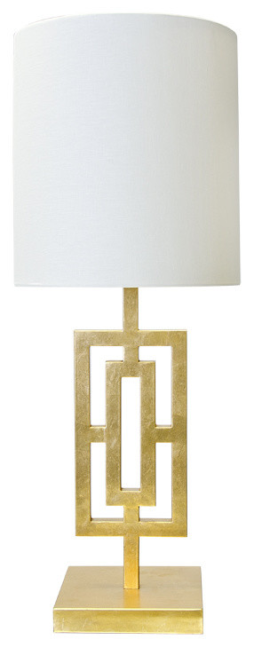 Worlds Away Gold Leaf Rectangle Motif Table Lamp VIOLA G