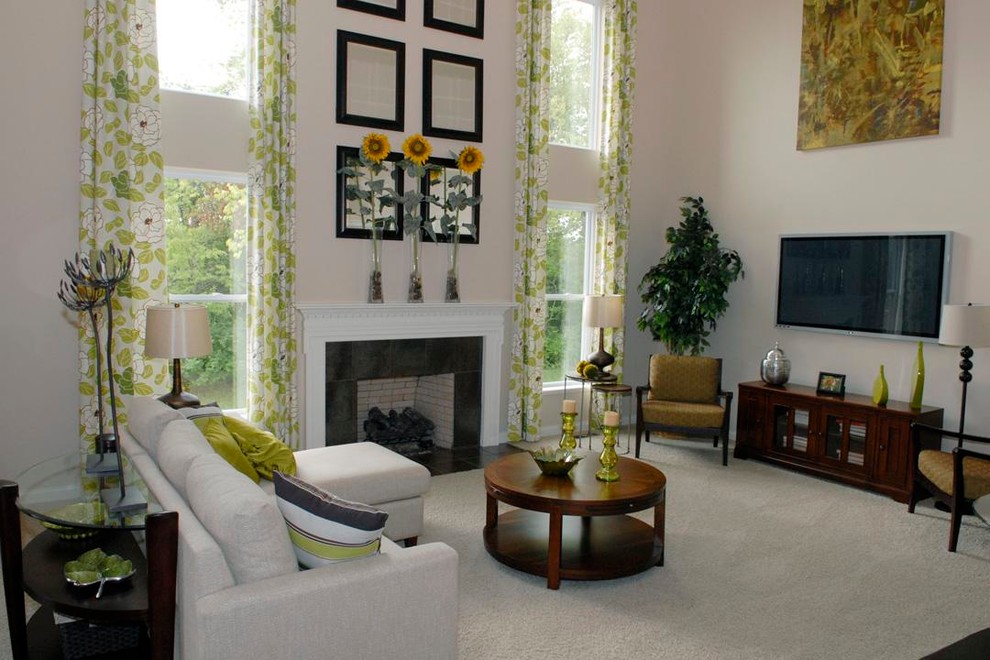 Transitional family room in Columbus.