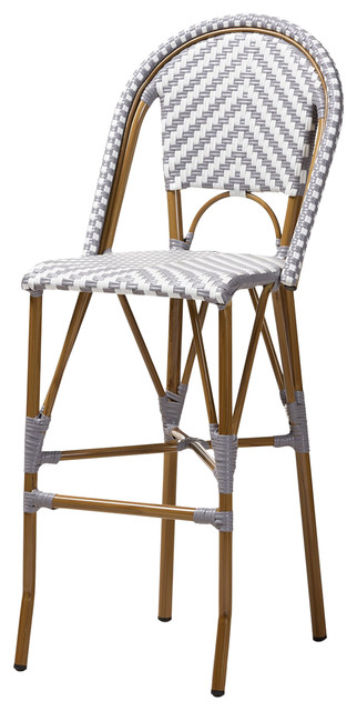 White Bamboo Bistro Bar Stool, French Bistro Chairs Counter Height
