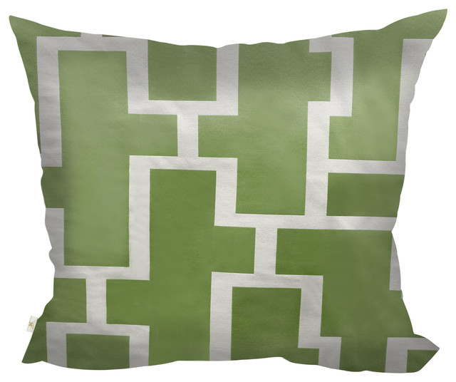 Blocc Decorative Pillow Covers Collection Green-White, Square Set of 2 - Contemporary ...