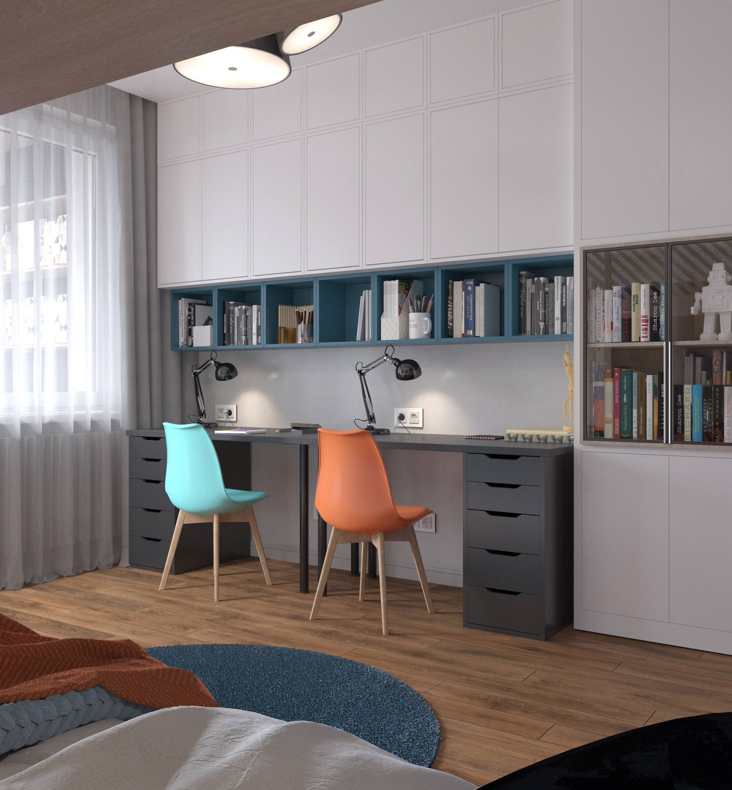 Интерьер в природной гамме для семьи с двумя детьми