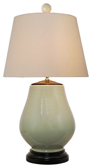 Contemporary Ceramic  Pale Green Table Lamp