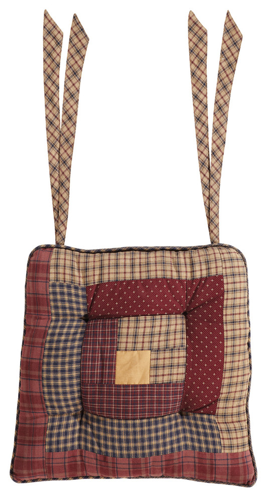 Millsboro Chair Pad Log Cabin Patch Rustic Seat Cushions by VHC Brands