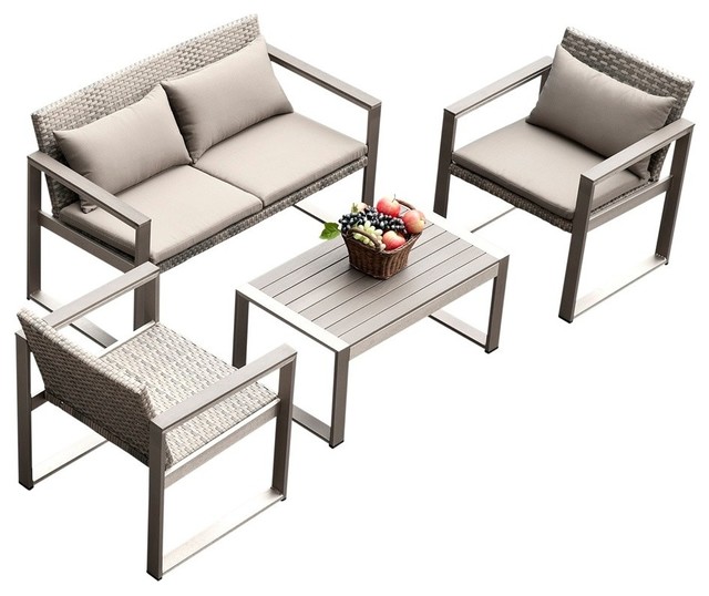 4- Piece Medici Aluminum Sofa and Chair Patio Set