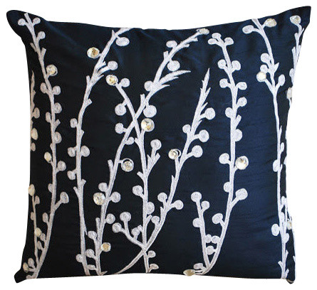 Willow Design White Pillow Cases Art Silk Pillow Covers Crystal
