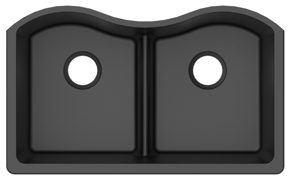 Winpro Undermount Kitchen Sink Low Divide Double Bowl Granite Quartz 33 Contemporary Sinks By Winflo - Double Undermount Sink Black Winpro Undermount Kitchen Sink Low Divide Double Bowl Granite Quartz 33 Contemporary Sinks By Winflo - Double Undermount Sink Black