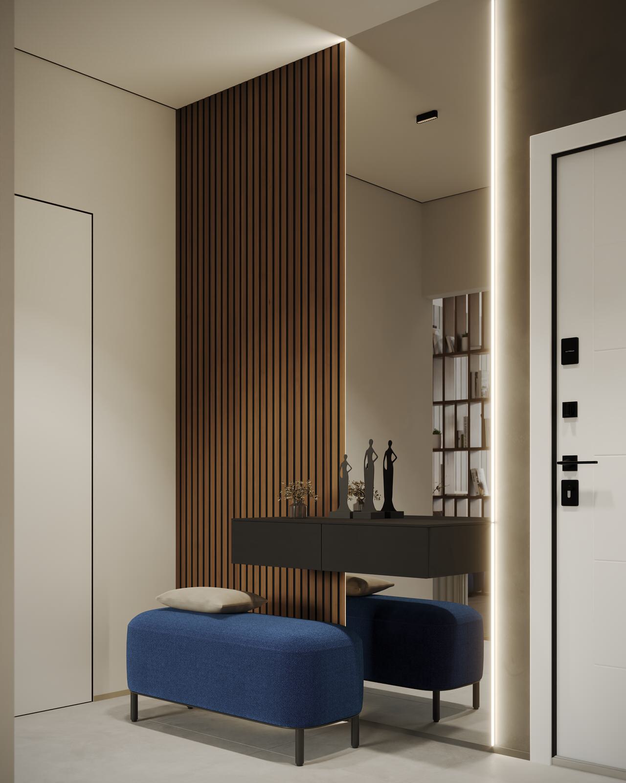 Светлая прихожая с гардеробной