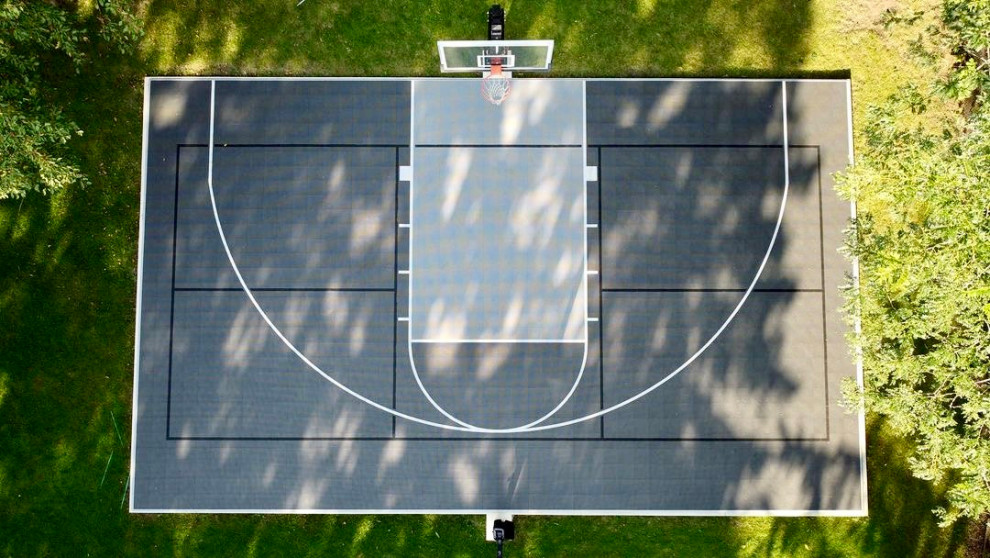 This is an example of a mid-sized backyard outdoor sport court in Minneapolis.