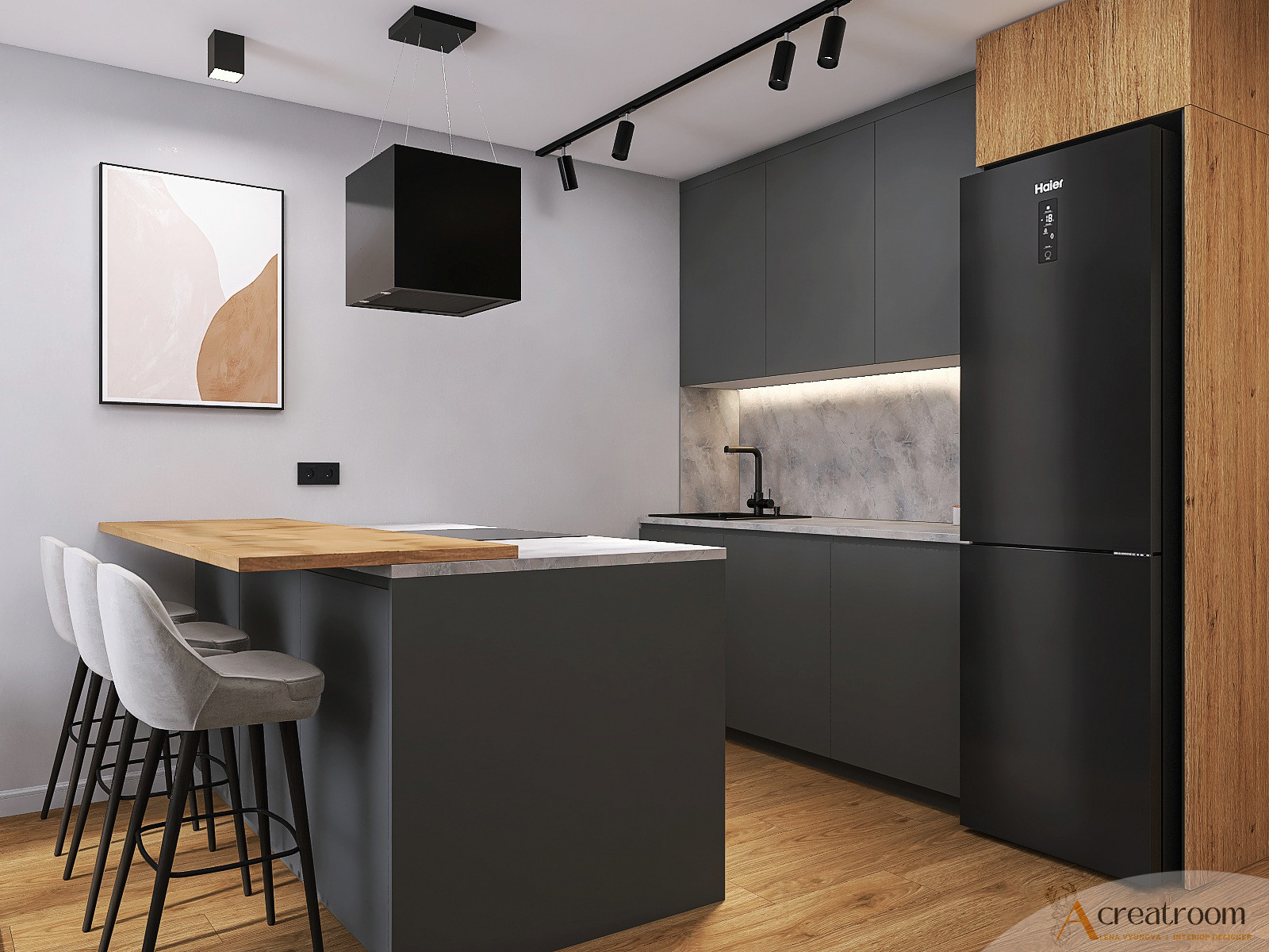 Проект прихожей и кухни-гостиной в ЖК Березовая Роща, г. Вологда