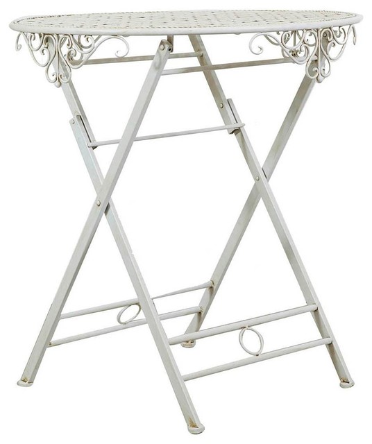 Antique White Wrought Iron Folding Round Table
