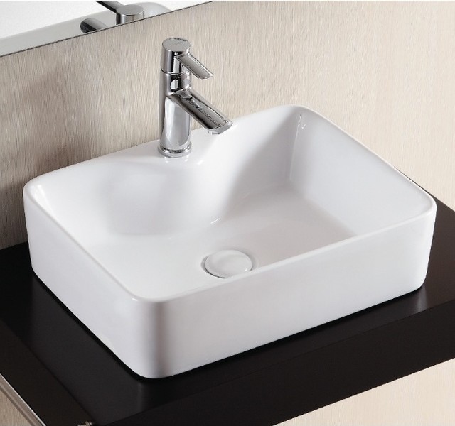 Rectangular White Ceramic Vessel Bathroom Sink