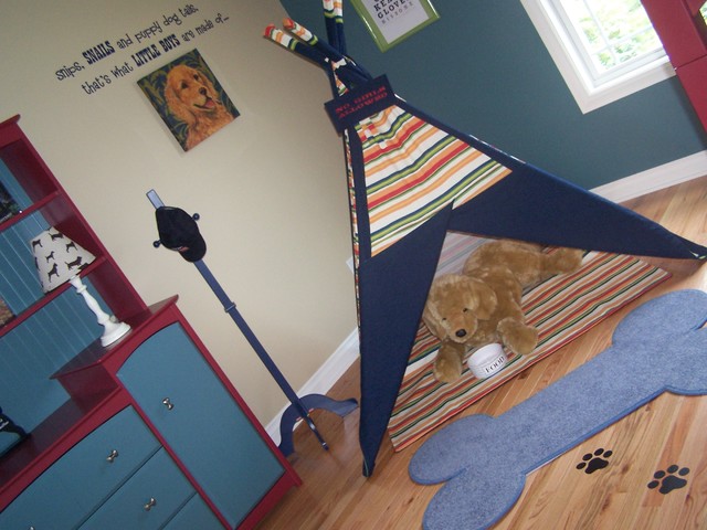 Dog Themed Boys Bedroom With Custom Teepee Traditional