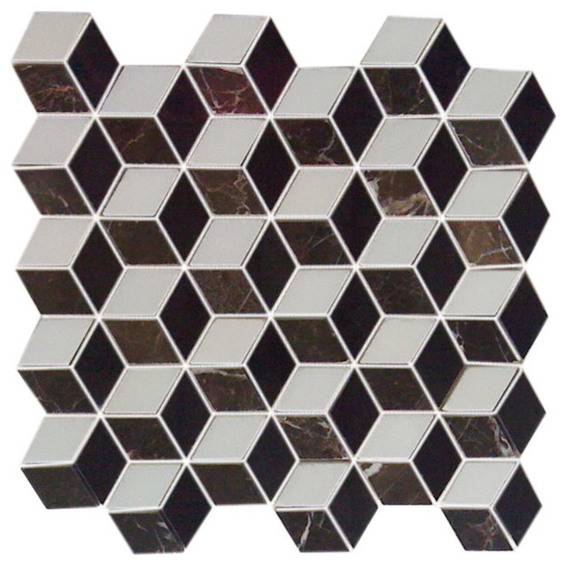 Illusion 3D Mosaic Interlocking Polished Tile Contemporary Mosaic